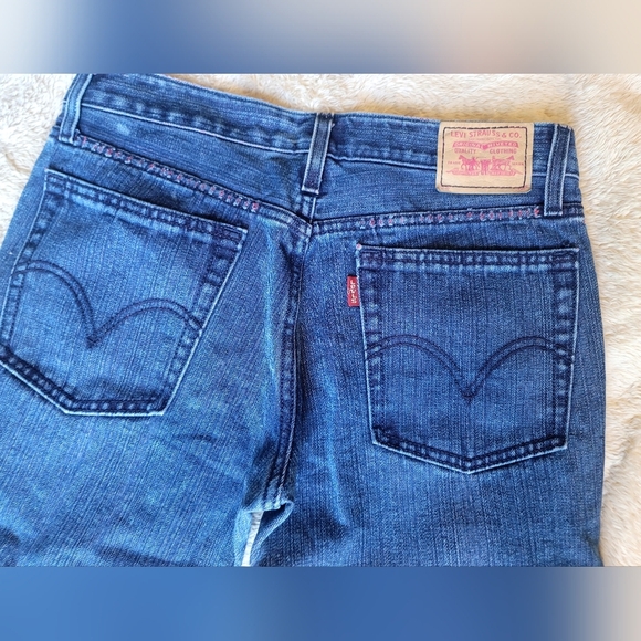 Vintage Levi's Pink Cuff "Worn Look" Capris Sz 11 - Picture 10 of 12